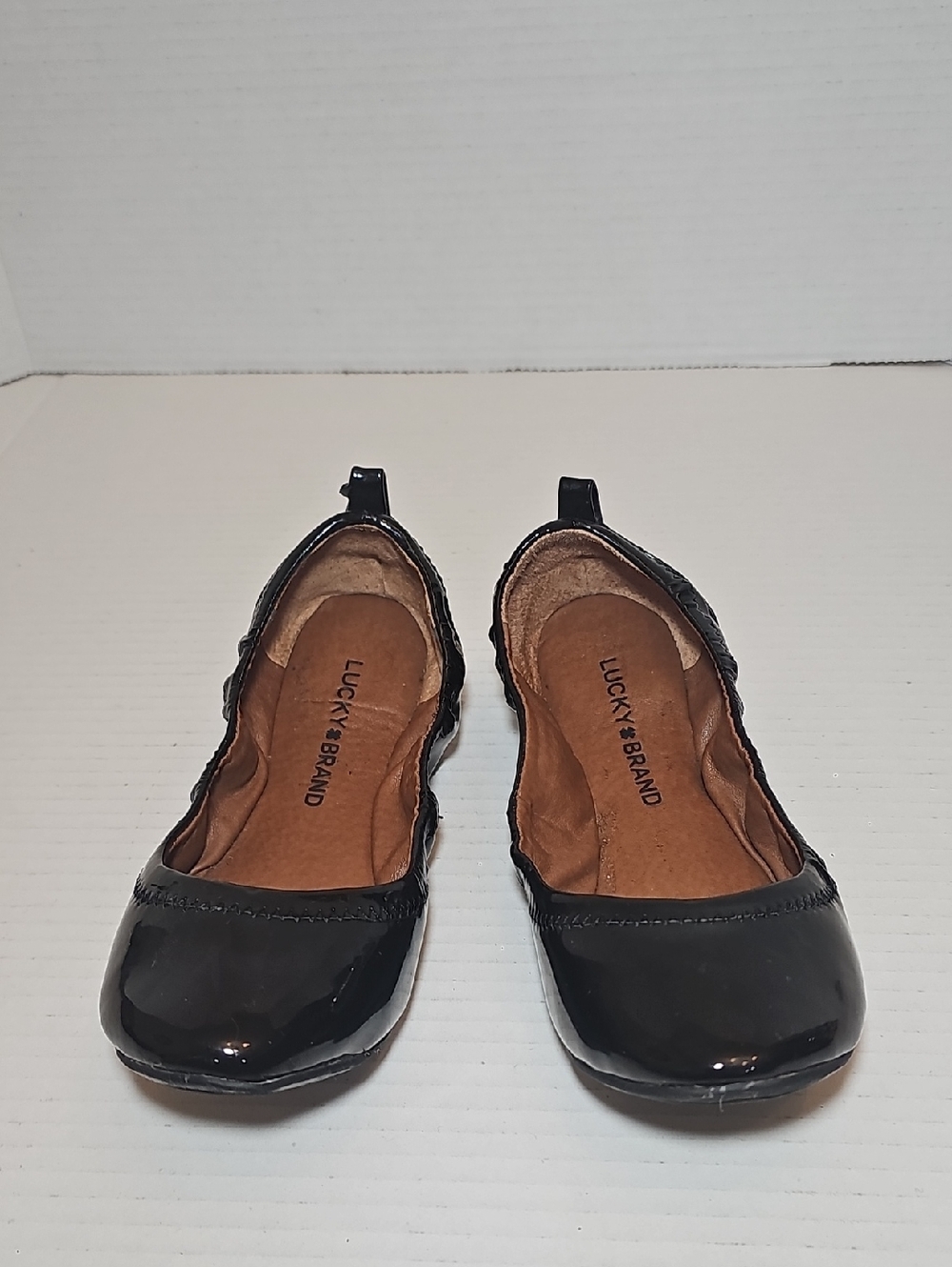 Lucky Brand Black Patent Ballet Flats with Elastic Trim